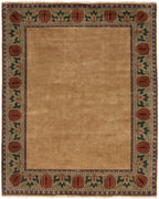 Oak Park Gold Border Hand-Knotted Wool Rug PC-7D – Full Rug View