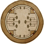 Ginkgo Oatmeal Hand-Knotted Wool Rug PC-21A – Round Rug Overhead View