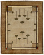 Ginkgo Oatmeal Hand-Knotted Wool Rug PC-21A – 8x10 Overhead View