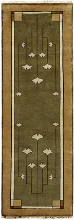 Ginkgo Sage Hand Knotted Wool Area Rug PC-21B – Runner Shot