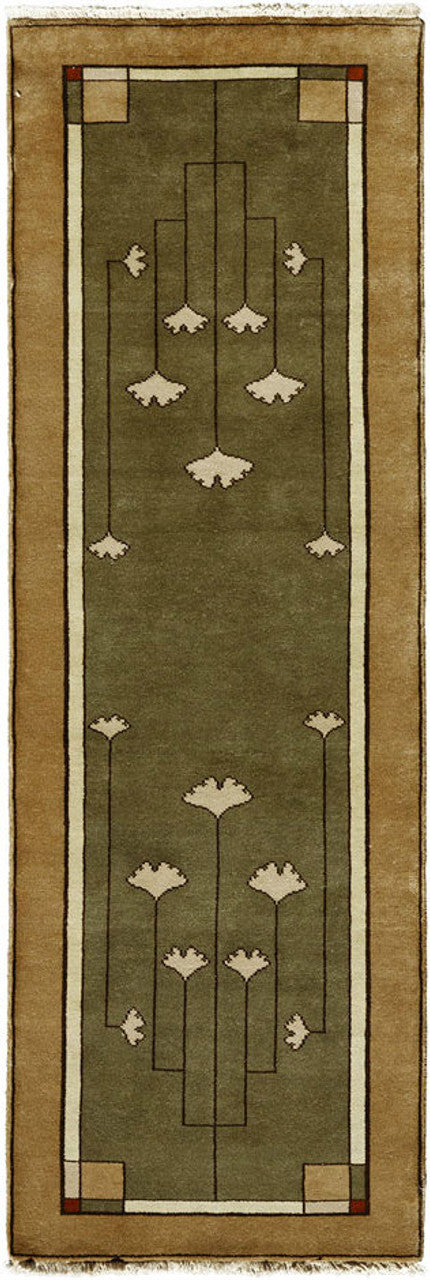 Ginkgo Sage Hand Knotted Wool Area Rug PC-21B – Runner Shot