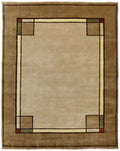 Ginkgo Border Oatmeal Hand Knotted Wool Area Rug PC-29A – 8x10 Flat Shot