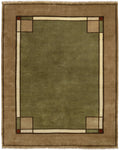 Ginkgo Border Sage Hand Knotted Wool Rug | PC-29B