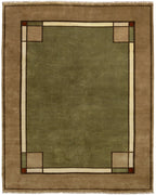 Ginkgo Border Sage Hand Knotted Wool Rug | PC-29B