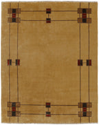 Prairie Border Hand Knotted Wool Area Rug PC-31A – 8x10 Flat Shot