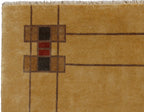 Prairie Border Hand Knotted Wool Area Rug PC-31A – Close Up Corner Shot