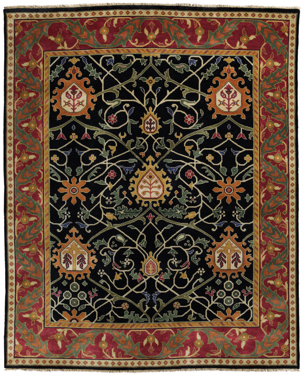 Black Tree Hand Knotted Wool Area Rug PC-37A – 8x10 Flat Shot