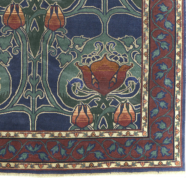 McMurdoch Hand Knotted Wool Area Rug PC-38B – Corner Closeup Shoot