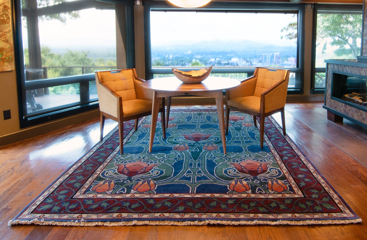 McMurdoch Hand Knotted Wool Area Rug PC-38B – Game Room Lifestyled Shot