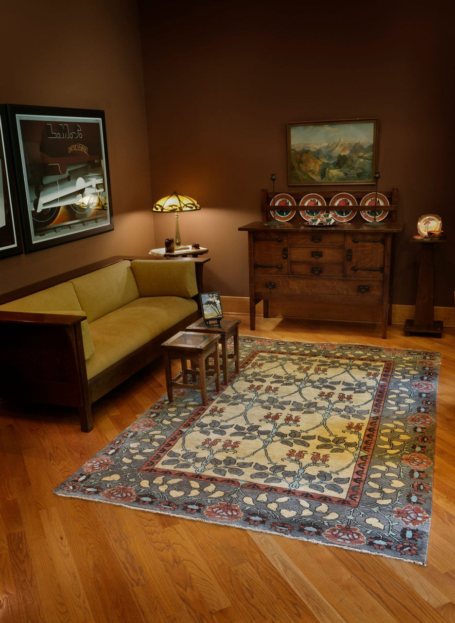 The Essex Hand Knotted Wood Rug | PC-55A, lifestyled view living room