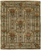 Field Lillies Ivory Hand Knotted Wool Rug | PC-56B, overhead view