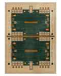 Prairie III Hand Knotted Wool Area Rug PC-58 in 8x10 – Frank Lloyd Wright geometric stained glass design in green and cream