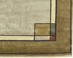Ginkgo Border Oatmeal Hand Knotted Wool Area Rug PC-29A – Corner Closeup Shot