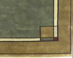 Ginkgo Border Sage Hand Knotted Wool Rug | PC-29B