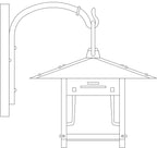 Line drawing of a hanging lantern with a hook on a white background