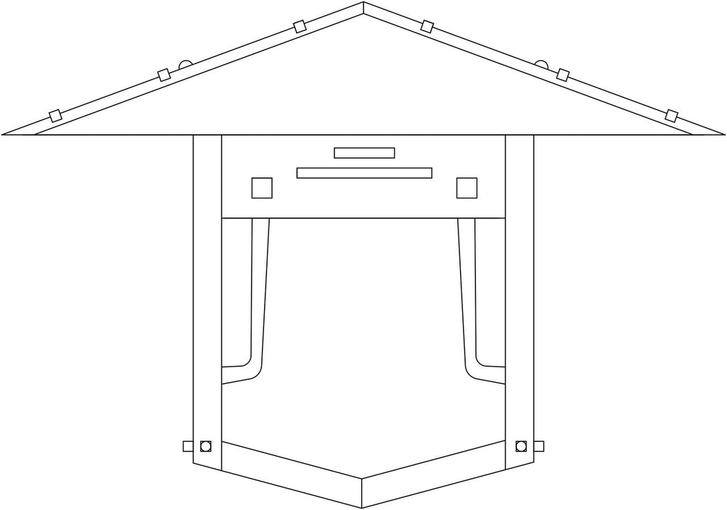 Line drawing of a wall mounted light fixture. 