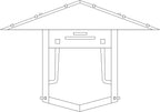 Line drawing of a wall mounted light fixture. 