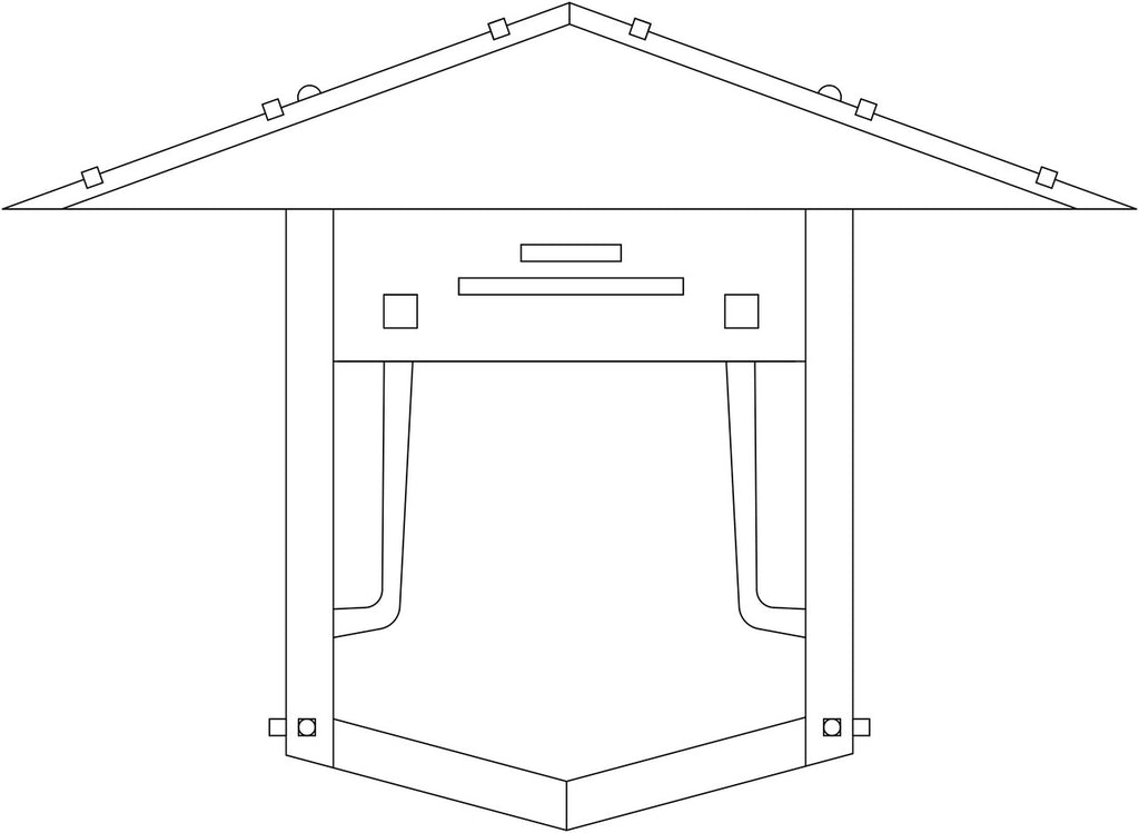Line drawing of a pagoda light fixture. 