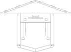 Line drawing of a pagoda light fixture. 