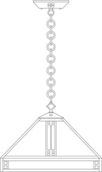 Line drawing of a hanging light fixture with chain