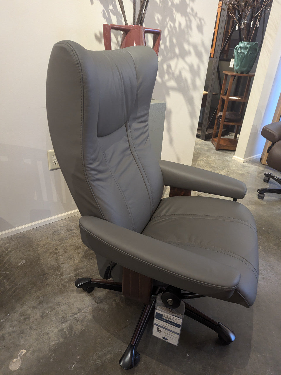Stressless Wing Office Chair in Paloma Metal Grey Leather - In Stock