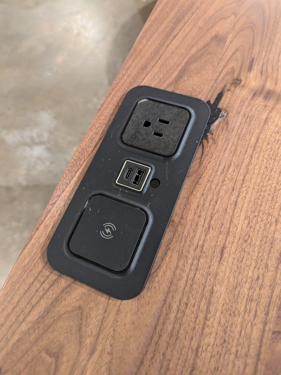 Florence Open Walnut Nightstand with USB Charging Station - In Stock