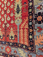 Double Tree Red Field 4x4 Hand Knotted Rug