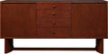 Wooden sideboard with three drawers on a white background