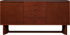 Wooden sideboard with three drawers on a white background