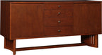 Wooden sideboard with drawers on a white background