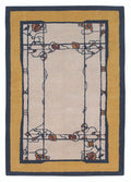 Decorative rug with geometric pattern on a plain background