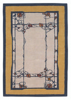 Decorative rug with geometric pattern on a plain background