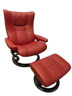 Stressless Wing Large Classic Base Chair and Ottoman in Paloma Cherry