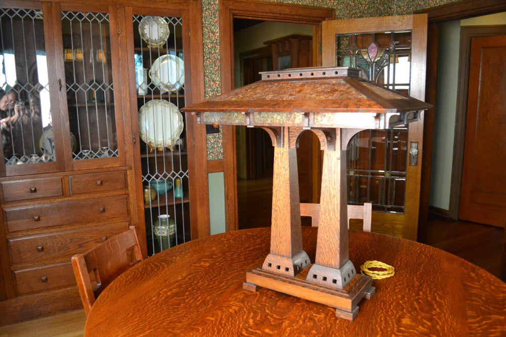 Prairie Craftsman Double Pedestal Table Lamp