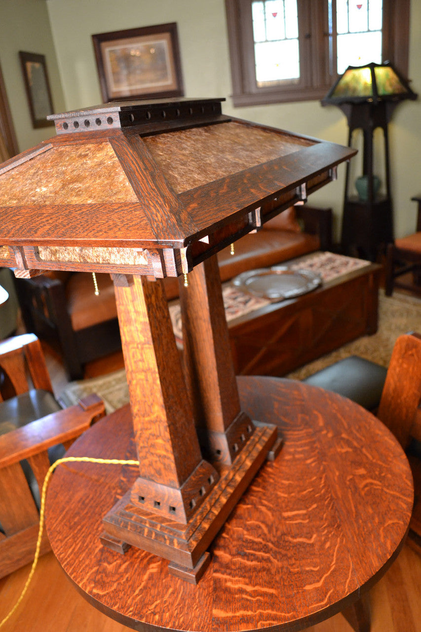 Prairie Craftsman Double Pedestal Table Lamp