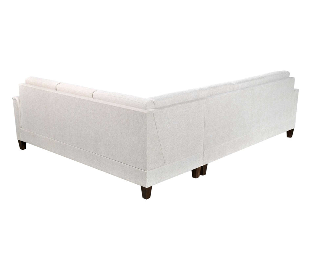 White sectional sofa on a white background; photo of back