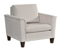 Gray upholstered armchair on a white background