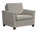 Gray upholstered armchair on a white background