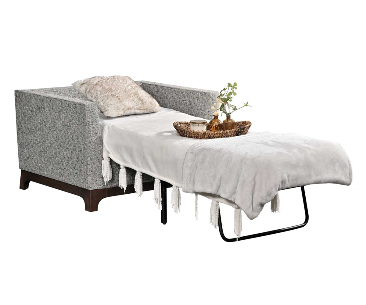 Sleeper chair with foldout mattress. 