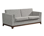 Sleeper sofa in gray on a white background with two seats..