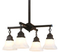 Ruskin Chandelier with Four Art Glass Shades RCH-4