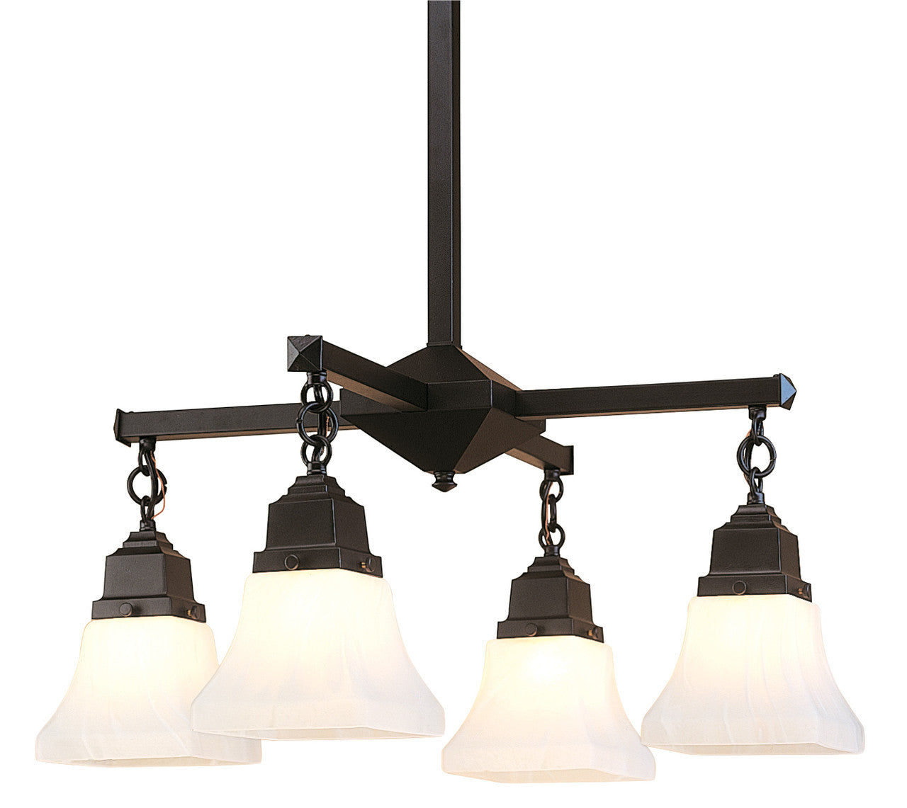 Ruskin Chandelier with Four Art Glass Shades RCH-4