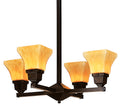 Ruskin Chandelier with Four Art Glass Shades-Up RCH-4U