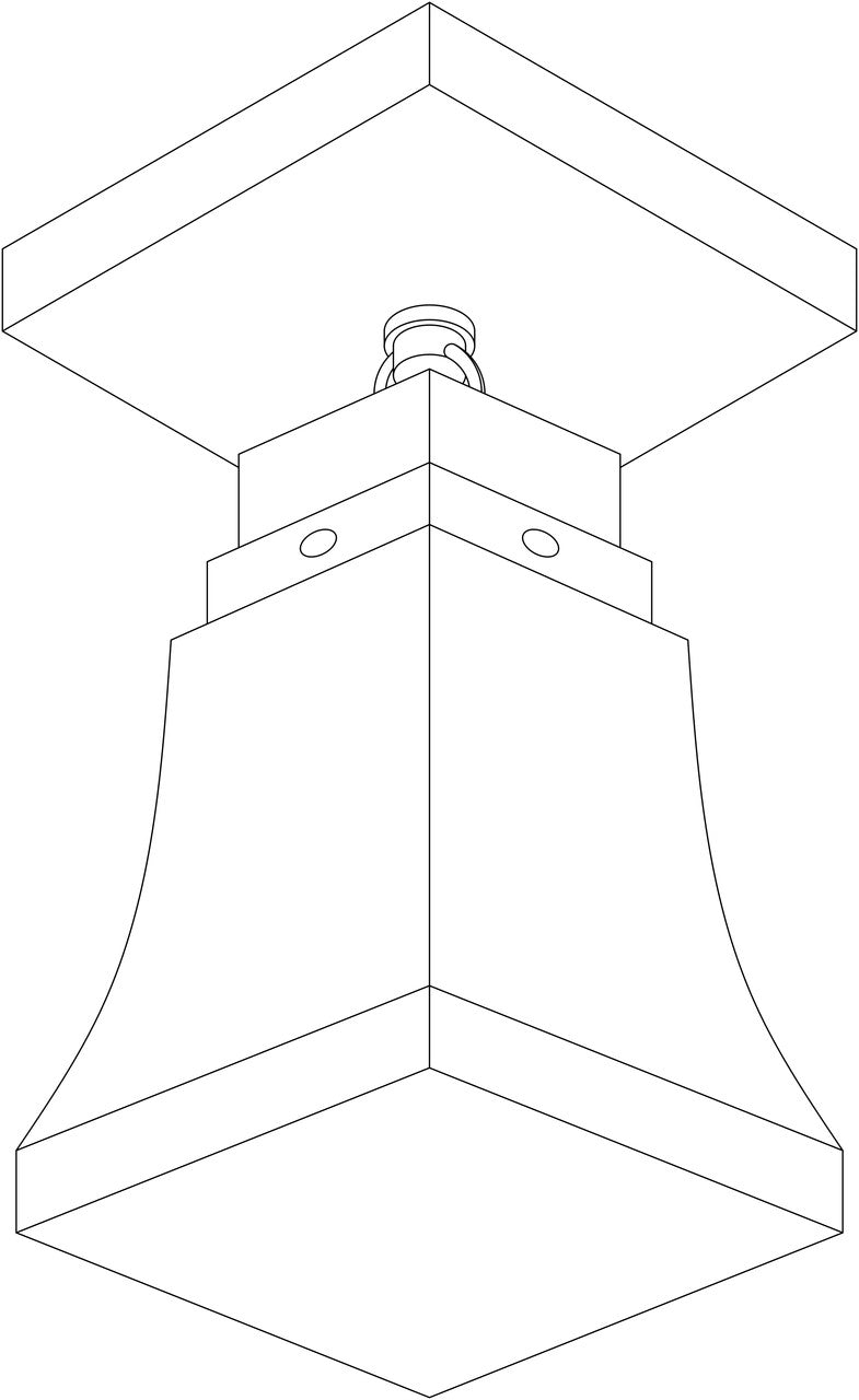 Line drawing of a ceiling light fixture