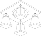 Ruskin 4 Light Ceiling Mount with Art Glass Shades RCM-4