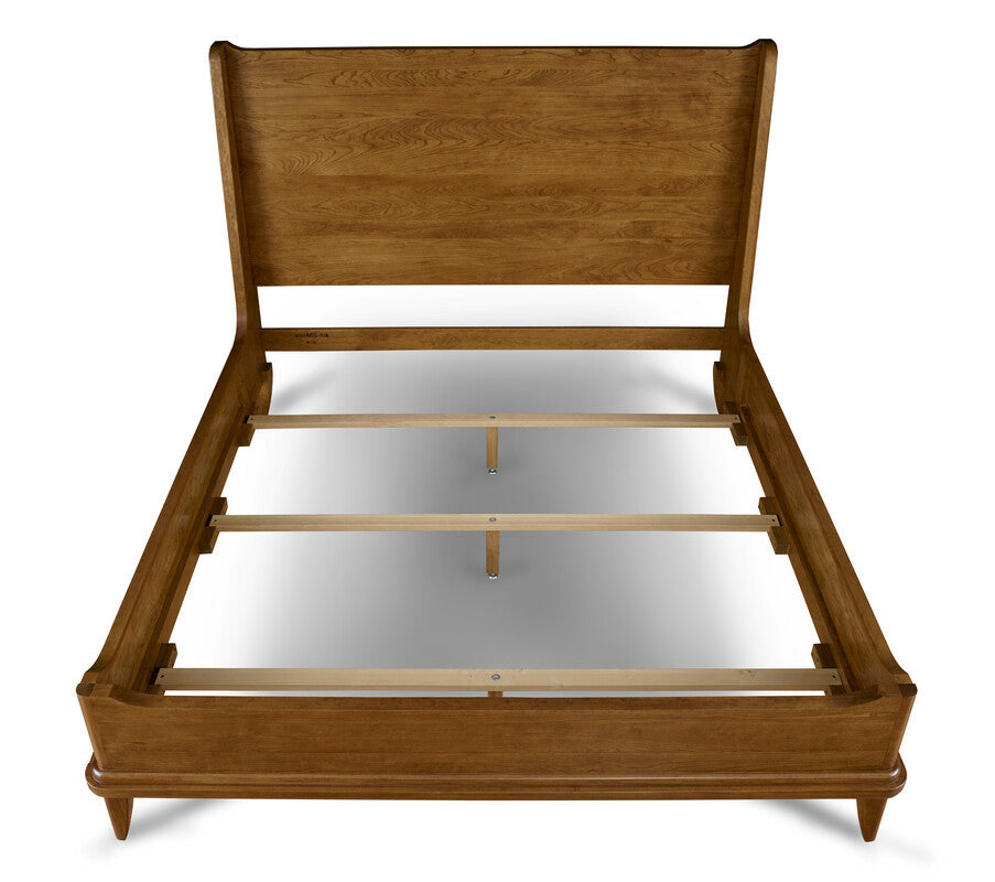 Wooden bed frame on a white background