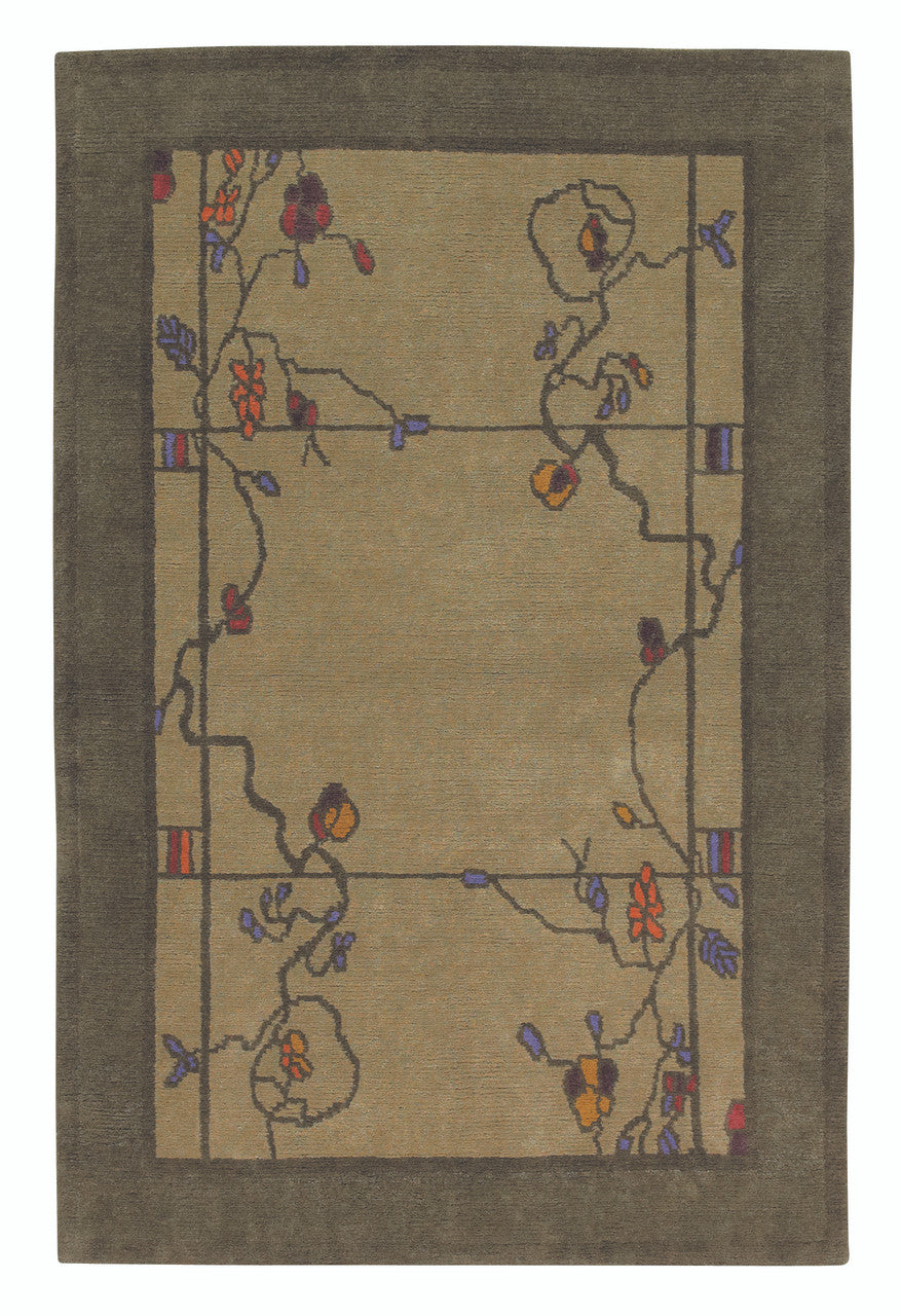 Craftsman Rose and Wisteria Verde Rug
