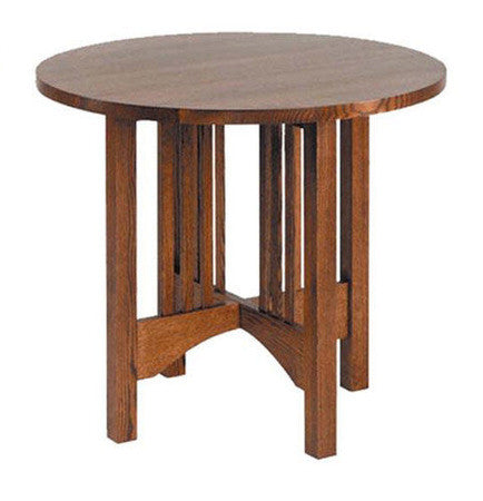 Wooden round table on a white background