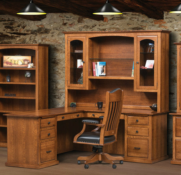 Salem Single Pedestal Jr. Executive L Desk with Hutch