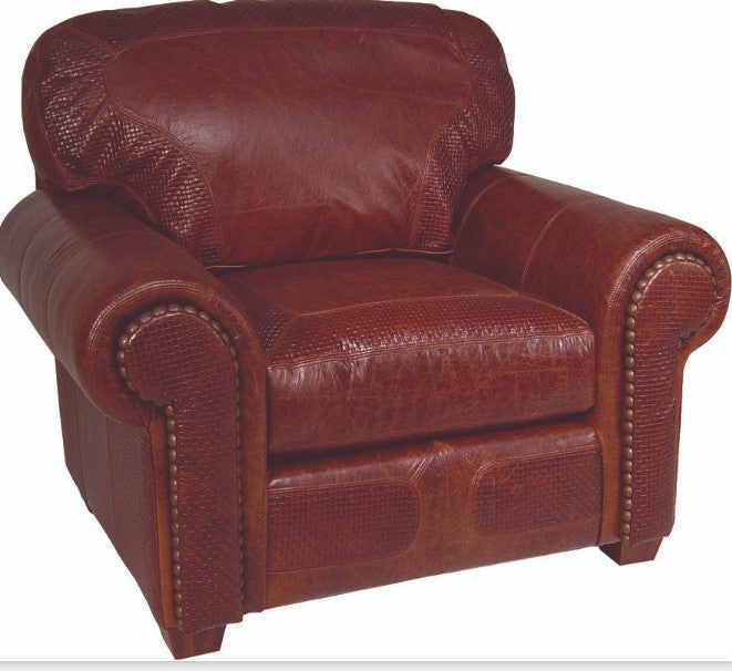 Brown leather armchair on a white background